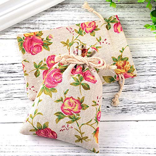 Pangda 30 Pcs 3.9 x 5.3 Inch Rose Drawstring Gift Bags Mother's Day Floral Jewelry Bags Packing Storage Floral Linen Sacks...