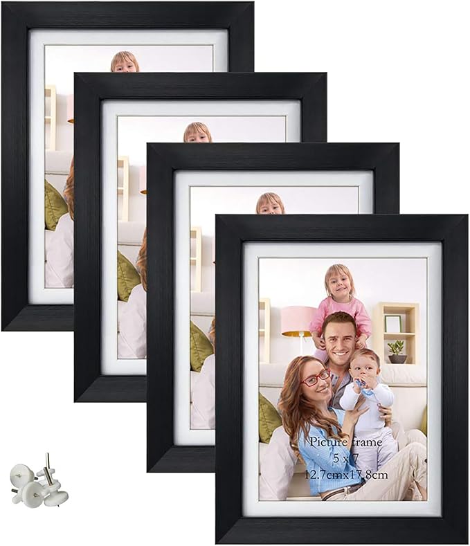 Giftgarden 5x7 Picture Frame Set of 4, 6x8 Matted to Display 5 by 7 Photo with Mat or 6 by 8 Without Mat for Wall or Table...