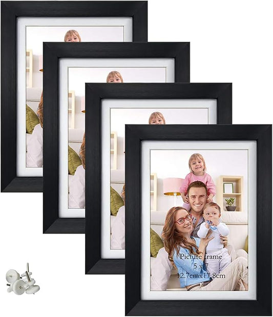 Giftgarden 5x7 Picture Frame Set of 4, 6x8 Matted to Display 5 by 7 Photo with Mat or 6 by 8 Without Mat for Wall or Table...