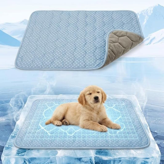 Lesguyor Dog Cooling Mat Q-MAX>0.5 Self-Cooling Mat for Dogs Crate Pad for Dogr, 2-in-1 Long-Lasting Cool Mats and Soft Ke...