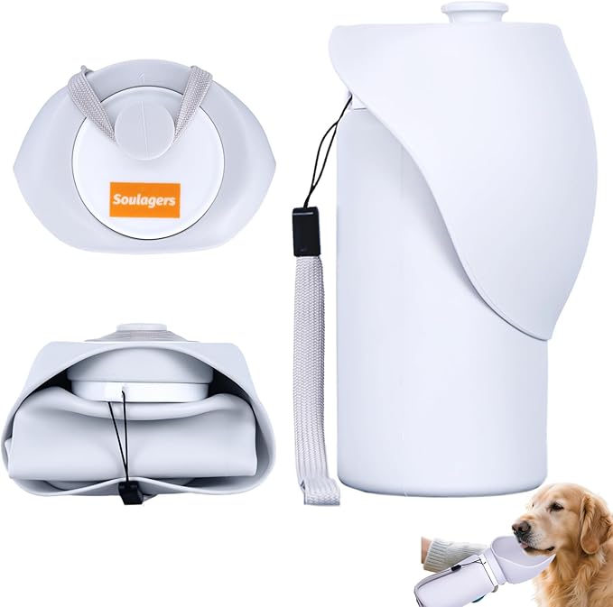 Dog Water Bottle, Silicone Foldable Bottle for Pets, Portable Pet Water Dispenser, Outdoor Travel Dog Drink, Walking Cat D...