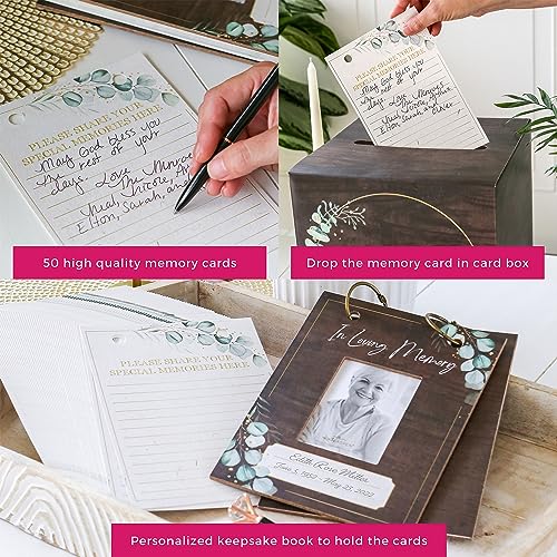 Kate Aspen Celebration of Life Memory Funeral Guest Book and Box for Memorial Service Bereavement Cards, Prayer Cards - Ha...