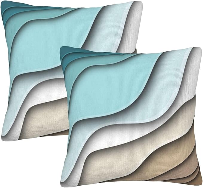 Droerfes Teal Wave Throw Pillow Covers Set of 2 Couch Pillow Case Decoration Cushion Covers for Sofa Home Living Room Bedr...