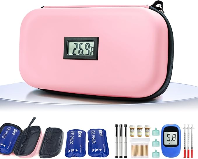 Gosemai TSA Approved Insulin Cooler Travel Case Medication Cooler for Travel with Thermometer Temperature Display Diabetic...