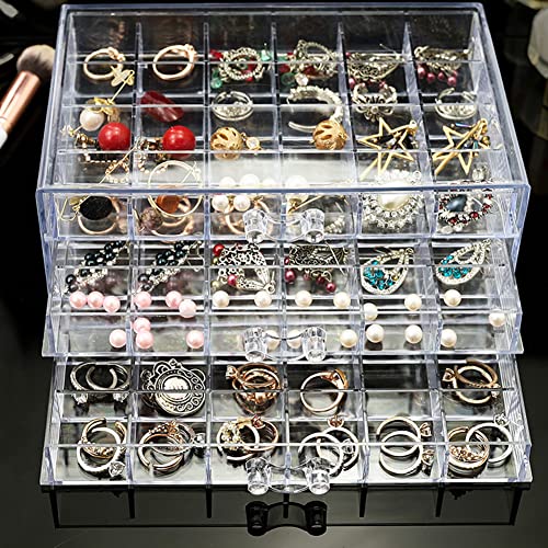 YUFONG Earring Storage Box Organizer 3 Drawers Acrylic Jewelry Storage Box Holder Transparent Jewelry Display Stand with 7...