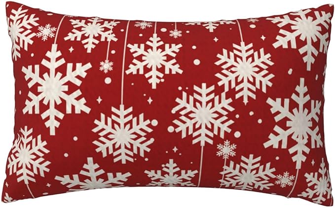 NIDITW Happy Winter Have Yourself A Merry Little Christmas Beautiful Snowflakes Waist Lumbar Red Cotton Burlap Linen Throw...