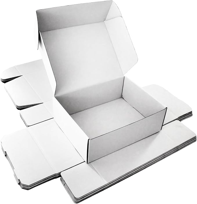 LineKap 12x9x4 Shipping Boxes 20-Pack, White Corrugated Cardboard Boxes for Mailing, Shipping & Small Business Packaging