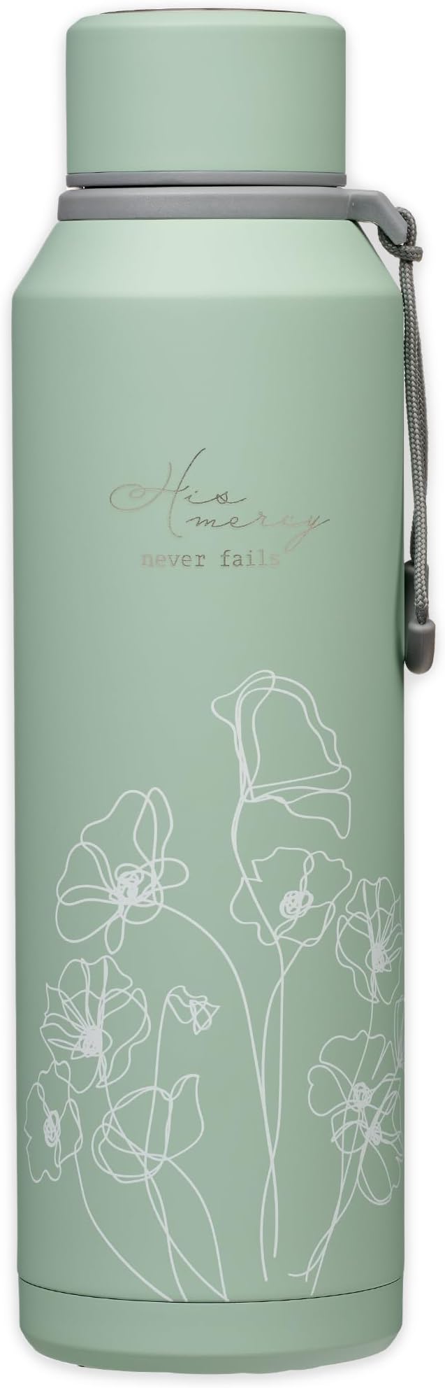 Christian Art Gifts Stainless Steel Insulated Double Wall Vacuum Spill-proof Water Bottle for Women: His Mercy Never Fails...