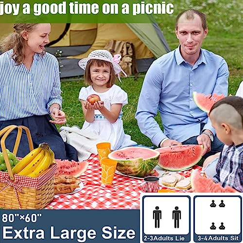 RUIBOLU Large Picnic Blankets,80x60in Beach Blanket Sandproof Beach Mat for 3-5 Adults Waterproof Quick Drying Outdoor Pic...