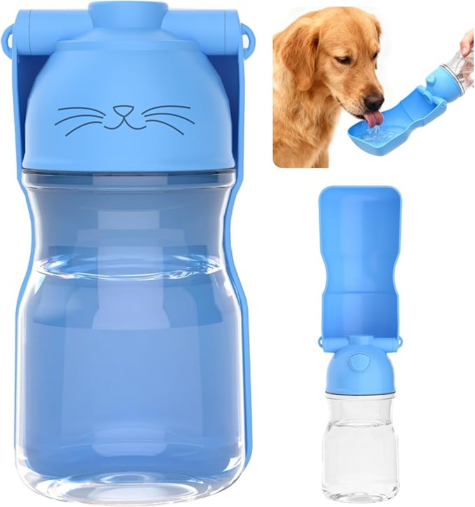Dog Water Bottle, Portable Leak-Proof Water Dispenser with Drinking Bowl for Dogs and Cats, Travel Puppy Fountain Pet Wate...
