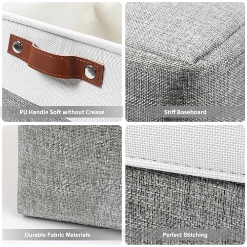 Bagnizer Storage Bins Large Fabric Storage Baskets for Shelves 3 Pack, Decorative Linen Closet Baskets with Handles for Or...
