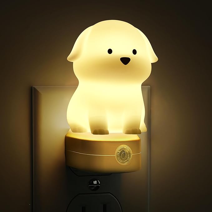 L LOHAS LED Plug in Night Light for Kids, 3D Cute Puppy Night Lights with Dusk to Dawn Sensor, RGB+Soft White 3000K Dog Ni...