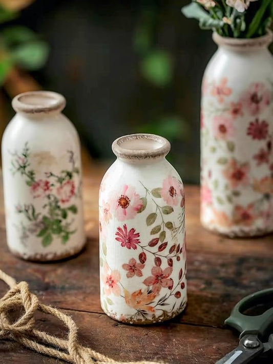 TEWEIQI Vintage Ceramic Small Vase, Farmhouse Rustic Décor, Home Decorative Vase for Your Kitchen, Bedroom, Office, Living...