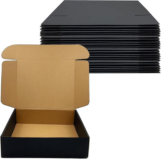 24 Pack 11x9x3 inch Black Shipping Boxes ，Cardboard Packaging Boxes for Mailing Shipping Corrugated Cardboard Boxes for Pa...