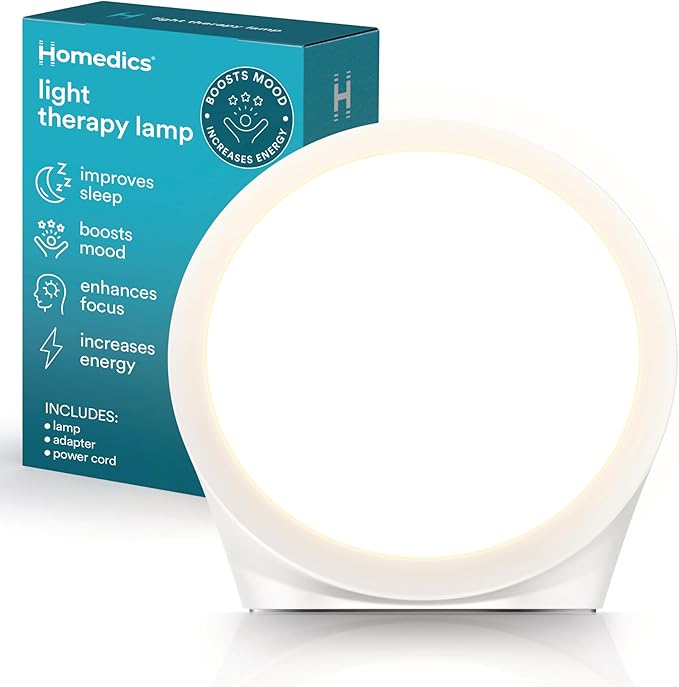 Homedics Light Therapy Lamp, Sun Lamp,10,000 Lux, UV-Free, Full Spectrum LEDs for Improved Sleep, Boosted Mood & Increased...