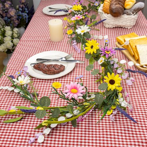 Yawwind Farmhouse Spring Garland 6 FT Vintage Spring Flower Garlands Summer Floral Garland Wildflower Garlands with Daisy ...