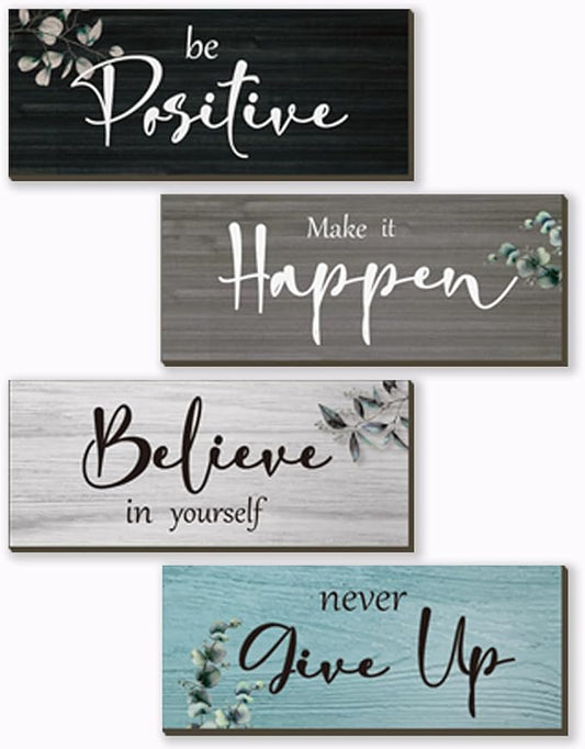 FENCORDAR 4 Pcs Office Decor For Women Motivational Wall Decor Rustic Inspirational With Positive Sayings Wooden Hangings ...