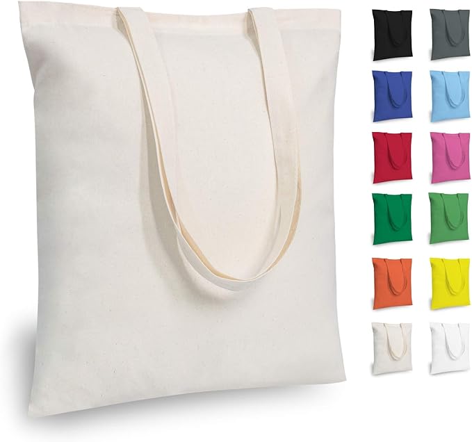 TOPDesign 12-Pack Economical 16"x15" Cotton Tote Bags, Lightweight Medium Reusable Grocery Shopping Cloth Bags, Suitable f...