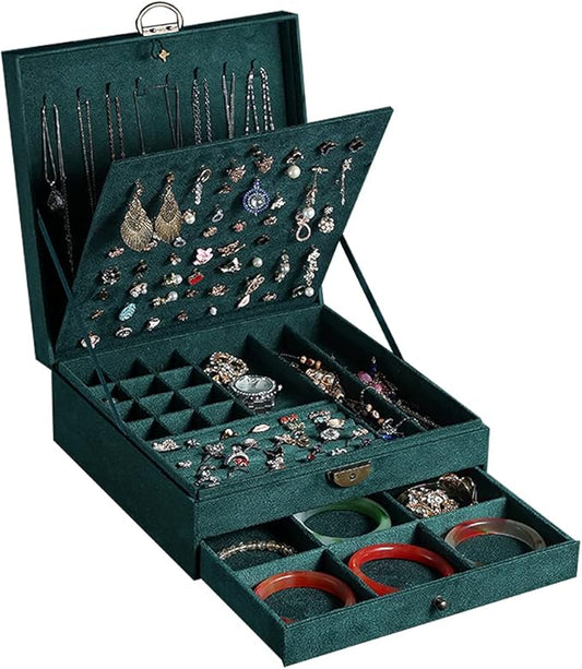 GYJOYERO Women Jewelry Box Lockable 3 Layers Large Jewelry Organizer Storage Case for Earrings Necklaces Rings Bracelets,G...