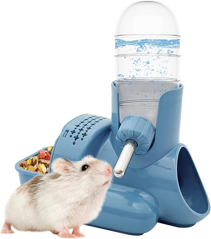 VANNON 3 in 1 Hamster Water Bottle No Drip Small Animal Water Bottle Automatic Bottle Dispenser with Food Container Base H...