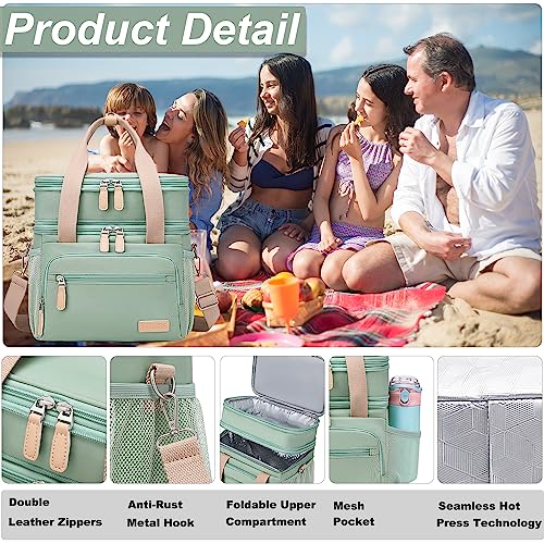 Weitars Insulated Lunch Box for Women Men-Dual Compartment Waterproof Reusable Large Lunch Bag for Women Wide-Open Tote Co...