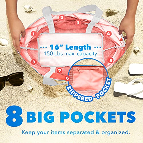 Dejaroo Mesh Sand Free Bag - Strong Lightweight Bag For Beach & Vacation Essentials. Tons of Storage!
