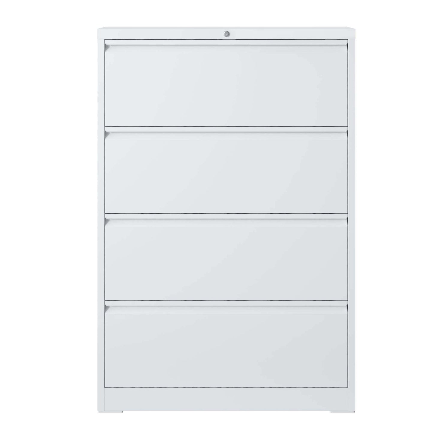 Lateral File Cabinet 4 Drawer, White Filing Cabinet With Lock, Lockable File Cabinet For Home Office, Locking Metal File Cabinet For Legal Letter A4 F4 Size