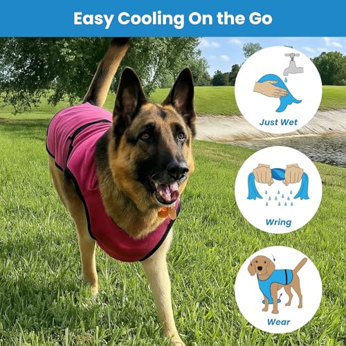 DOGZSTUFF Dog Cooling Vest – Lightweight Evaporative Shirt with UV Protection for Small, Medium, and Large Dogs – Breathab...