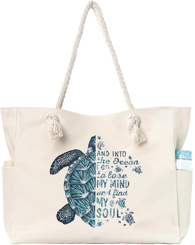 Apxouans Beach Bags for Women Large Waterproof Beach Travel Tote Bags Sandproof Swim Pool Bag Canvas Zipper Big Tote