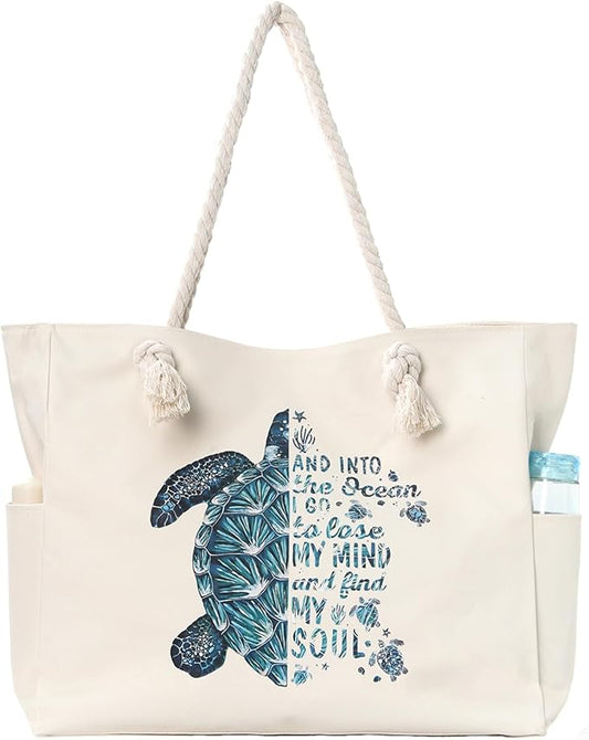 Apxouans Beach Bags for Women Large Waterproof Beach Travel Tote Bags Sandproof Swim Pool Bag Canvas Zipper Big Tote