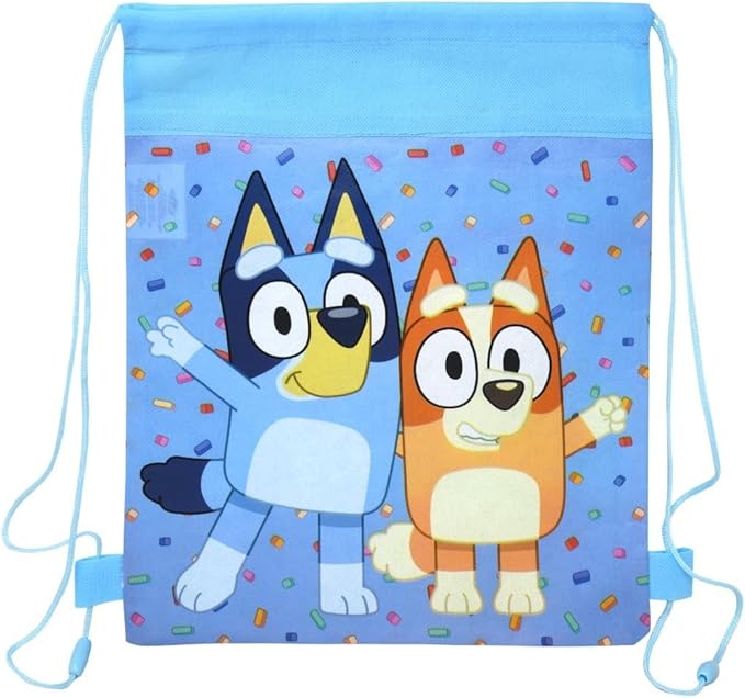 Fast Forward Bluey and Bingo Drawstring Sling Bag, Non-Woven