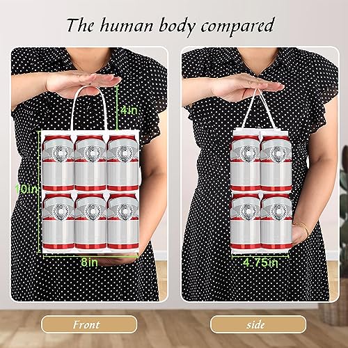 bagmad 100Pcs Pack 8x4.75x10 inch Medium White Kraft Paper Bags with Handles Bulk, Gift Bags, Craft Grocery Shopping Retai...