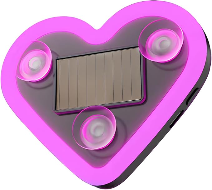 Car LED Ambient Light - Solar-Powered Heart-Shaped LED Neon Light, Wiring Free, Switchable Modes, Romantic Mood Decoratio...