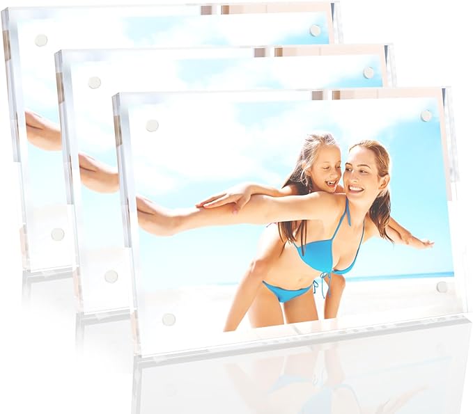 HELPLEX Picture Frames, 3 Pack 5x7 inch Acrylic Picture Frame Clear 5 x 7 Photo Frames Magnetic Picture Frames Ready for T...