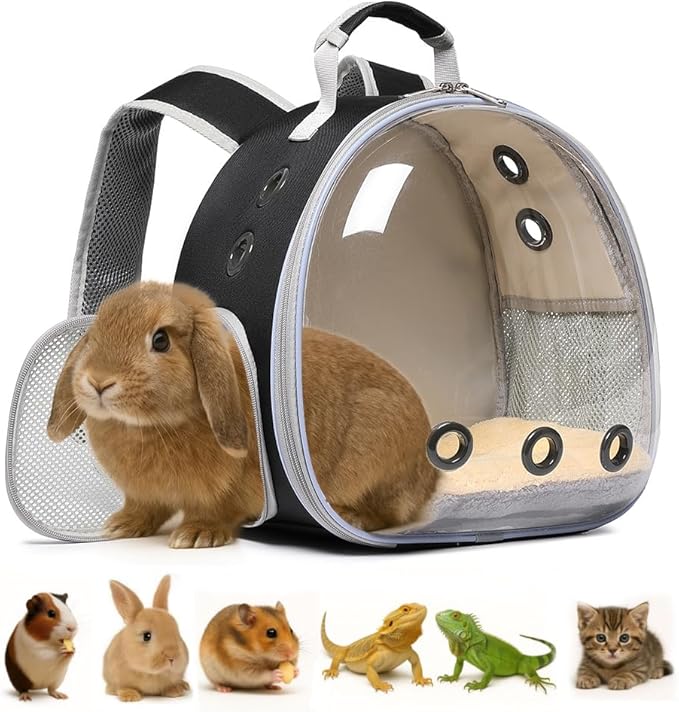 Bunny Carrier, Guinea Pig Carrier,Small Animal Carrier Backpack for Rabbit,Bearded Dragon, Lizard,Hamster,Kitten. Breathab...