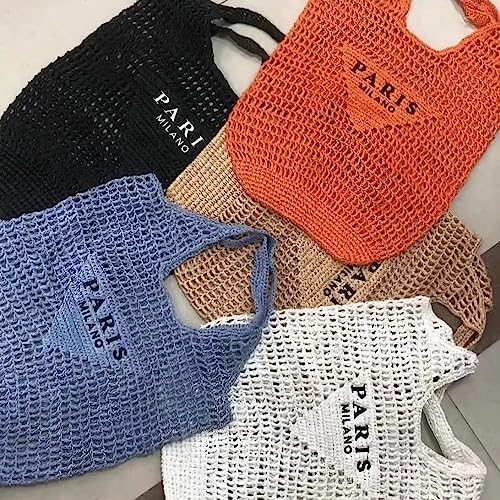 POOOPSSD New Woven Bag, Straw Mesh Tote Bag, Beach, Shoulder Bag, Hobo Women, Foldable Large Capacity, for Holiday.