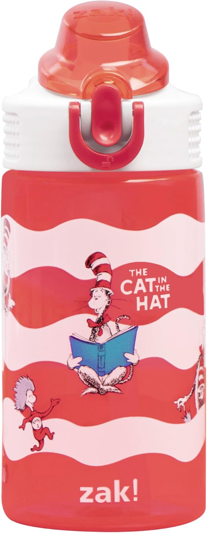 Zak Designs Dr. Seuss Sage Kids Water Bottle For School or Travel, 16oz Durable Plastic Water Bottle With Straw, Handle, a...