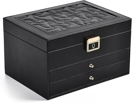 Greenfeather Jewelry Boxes for Women, Jewelry Organizer Box with Lid 3 Layers for Necklaces Rings Earrings and Bracelets B...