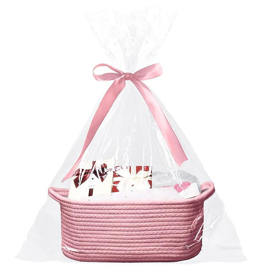Poschnor Baby Gift Basket with Gift Bags and Ribbons, 12x 8x 5 Inch Basket for Baby and Pet Toys, Small Cotton Rope Basket...