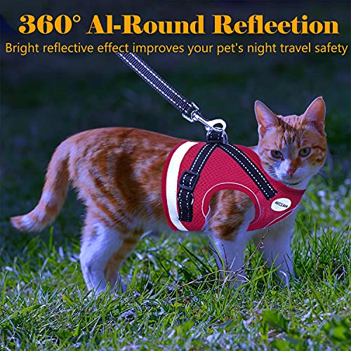 Cat Harness and Leash for Walking, Kitten Escape Proof Harnesses, Adjustable Reflective Puppy Harness with Leashes Set, Ea...