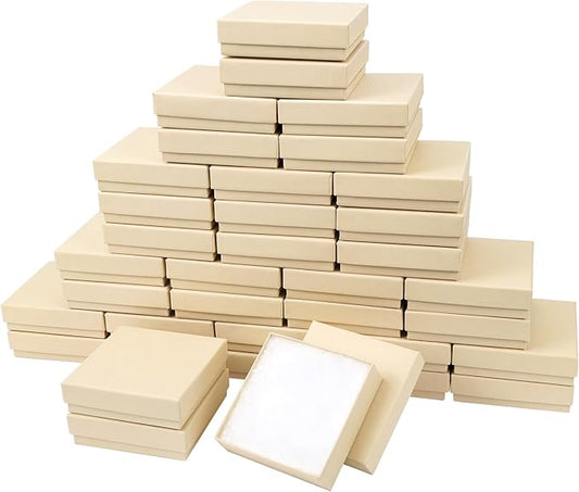 batifine Jewelry Gift Boxes, Cardboard Jewelry Boxes, 40 Pack 3.5x3.5x1 Inch, Bulk Cotton Filled Small Jewelry Boxes with ...