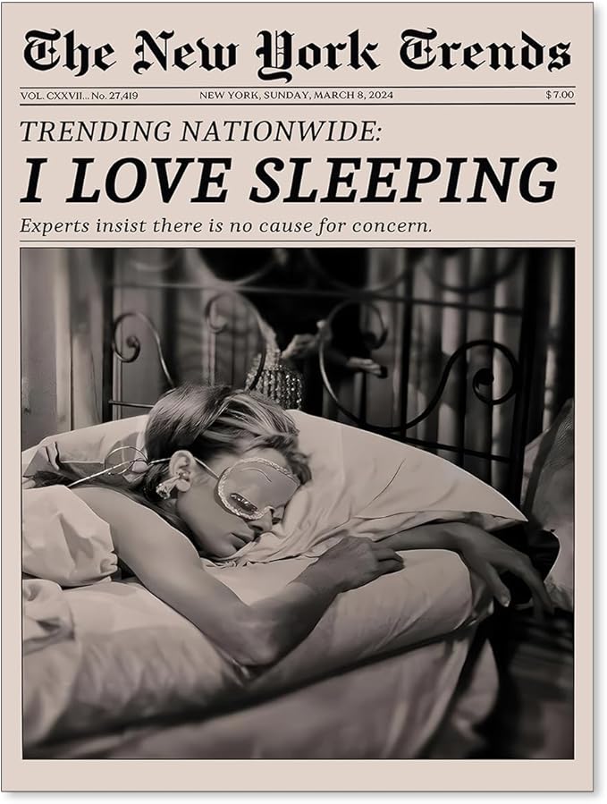 VERENIX Retro Black and White Feminist Wall Art Newspaper Aesthetic Canvas Posters Vintage Funky Girl Sleeping Prints for ...