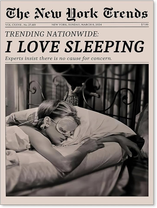 VERENIX Retro Black and White Feminist Wall Art Newspaper Aesthetic Canvas Posters Vintage Funky Girl Sleeping Prints for ...