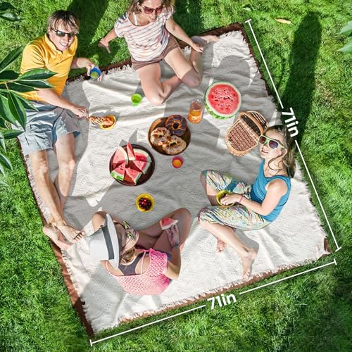 Tiny Land Picnic Blankets, 2 in1 Double Layer Waterproof Mat + Blanket, Foldable Beach Mat,Outdoor Blanket, Portable Campi...