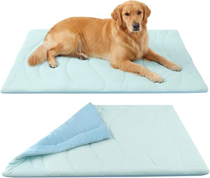 TILZIKA Cooling Mat for Dogs and Cats, Large 48x28, 0.87 Inch Thick Self Cooling Dog Cooling Mat with Cool Fabric and Wate...