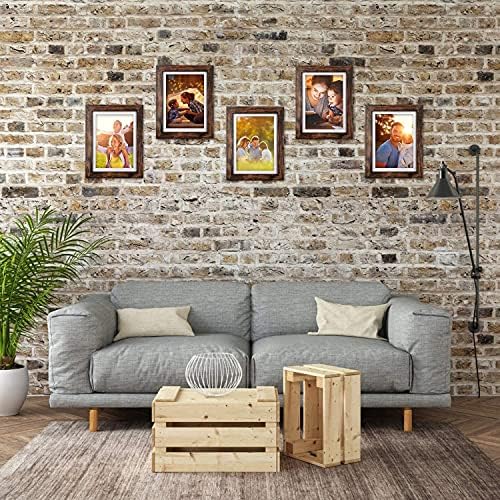 SESEAT 5x7 Picture Frames Wood Brown 4 Packs for Tabletop Display Wall Mount, Display Pictures 5x7 with Mat or 6x8 Without...