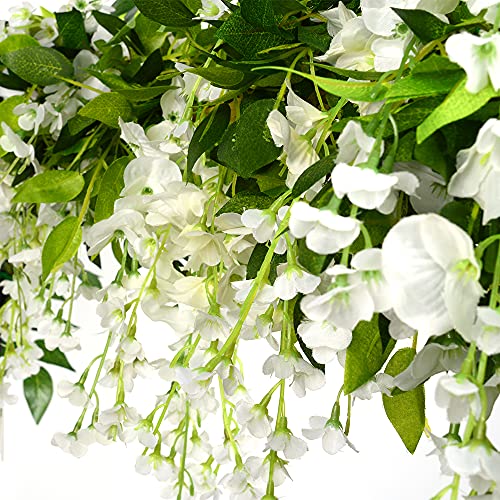 SLanC Wisteria Garland Artificial Flowers Wisteria Vine - 5Pcs Total 33ft Fake Wisteria Hanging Flower