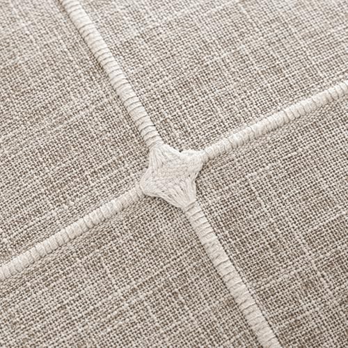 Foindtower Pack of 2 Decorative Faux Linen Jacquard Check Throw Pillow Covers Farmhouse Cushion Cover with Grid Textured A...