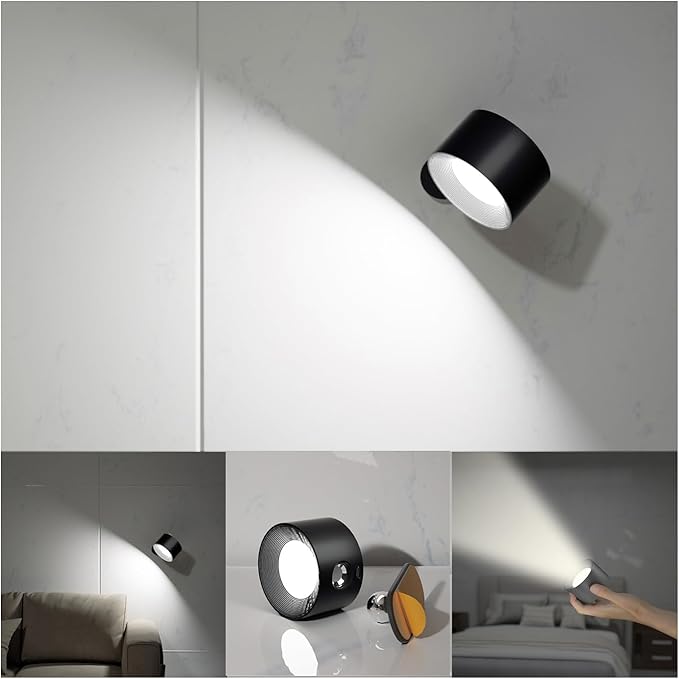 Koopala LED Reading Lights, Wall Mounted Sconces with 3 Color Temperatures & 3 Brightness Levels Rechargeable Battery Magn...