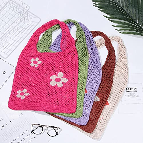 Ovida Crochet Tote Bag Mesh Beach Bag Fairycore Hobo Fairy Grunge Aesthetic Shoulder Bag Y2k Purse for Women Girls | Beach...